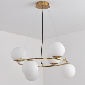 Luster 6xe27 staklo metal crni