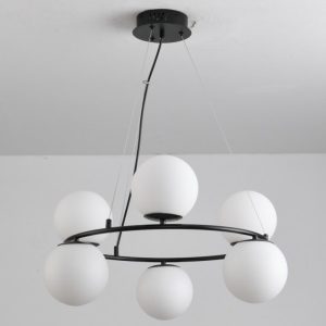 Luster 6xe27 staklo metal  crni