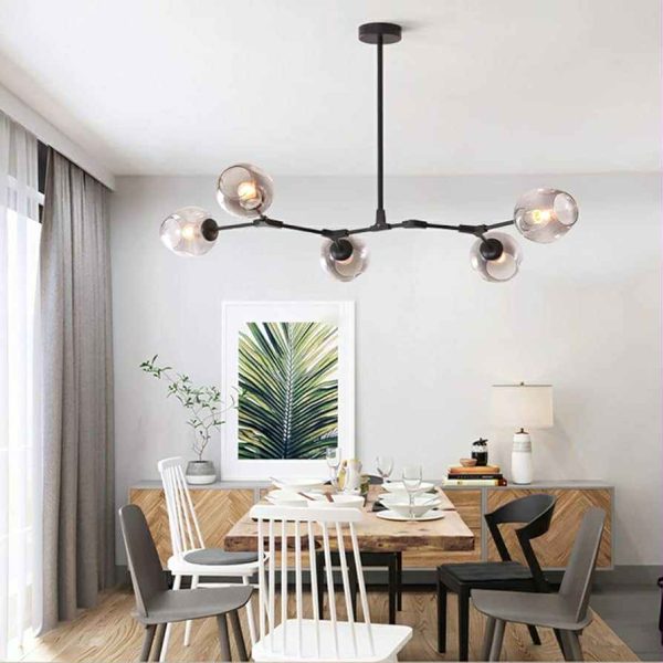 LED luster crni 5xE27