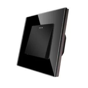 TECH WAVE mehanički jednopolni prekidač i stakleni okvir- crna (komplet)
