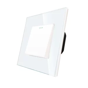 TECH WAVE mehanički jednopolni prekidač i stakleni okvir- bijela (komplet)