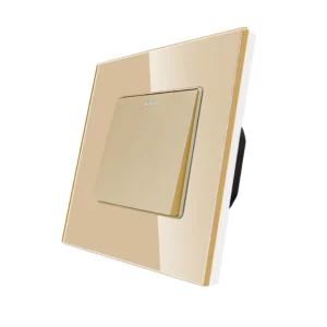 TECH WAVE jednopolni prekidač i stakleni okvir- zlatna (komplet)