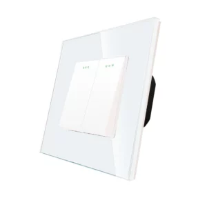 TECH WAVE mehanički serijski prekidač i stakleni okvir- bijela (komplet)