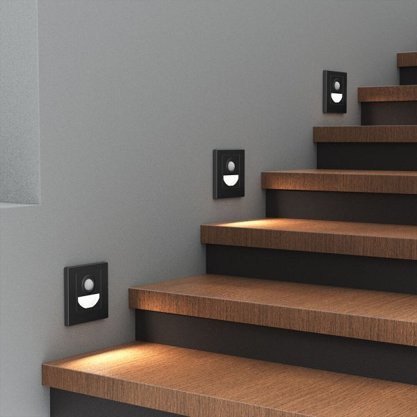Zidna lampa sa senzorom za stepenice CCT 1,5W- crna - Image 2