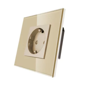 TECH WAVE komplet utičnica i stakleni okvir- zlatna