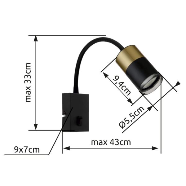 Zidna lampa GU10- crna - Image 3