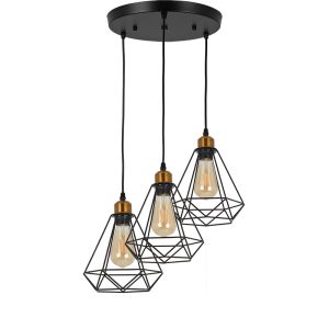Visilica 3xE27 MG- crna/zlatna