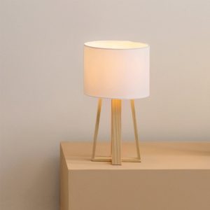 Stolna lampa MG 1xE27- bijela/drvo