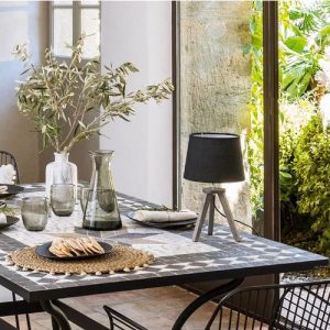 Stolna lampa MG 1xE27- crna/drvo