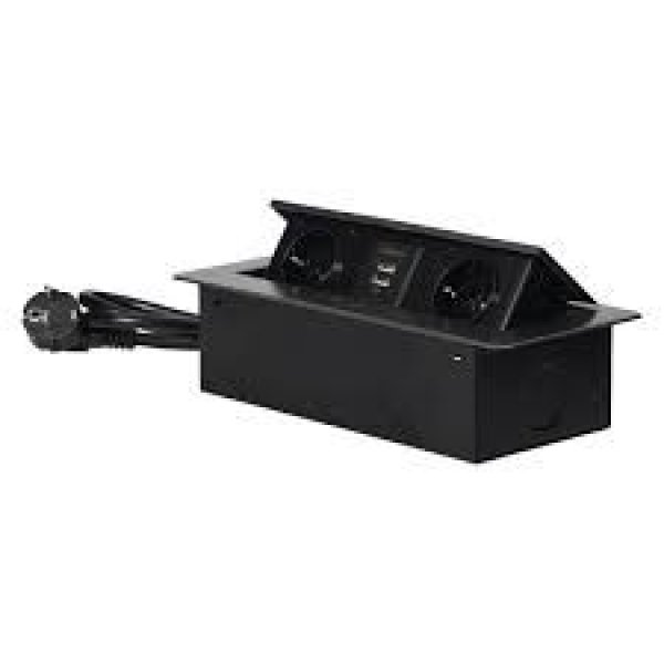 Pneumatska podna izvlačna utičnica 2ŠUKO+2xUSBA+C-CRNA - Image 2
