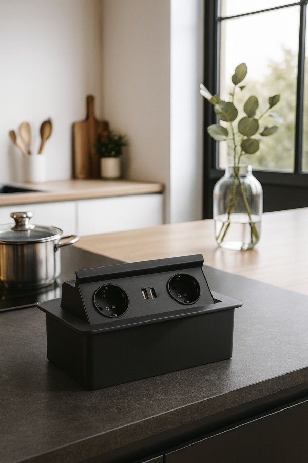 Pneumatska podna izvlačna utičnica 2ŠUKO+USBA/C