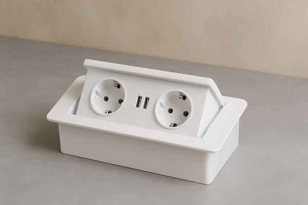 Pneumatska podna izvlačna utičnica 2ŠUKO+USBA/C+QI