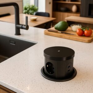 Full niska izvlačna utičnica 3EU+USBA/C+QI15W stakleni vrh