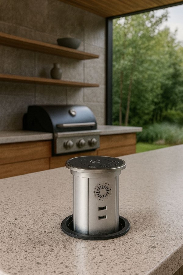 Automatska izvlačna utičnica 3EU+USBA/C+4BT+QI+WI-FI stakleni vrh