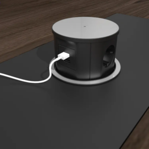 Niska izvlačna utičnica 3EU+USBA/C+QI15W stakleni vrh