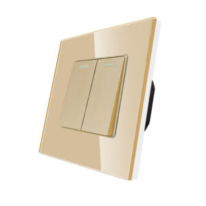 TECH WAVE serijski prekidač i stakleni okvir- zlatna (komplet)