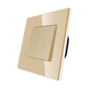 TECH WAVE jednopolni prekidač i stakleni okvir- zlatna (komplet)