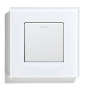 TECH WAVE mehanički jednopolni prekidač i stakleni okvir- bijela (komplet)