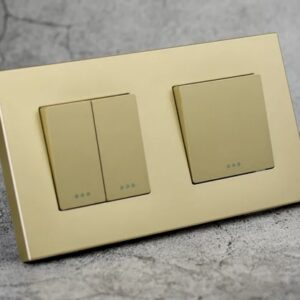 TECH WAVE jednopolni i serijski prekidač sa dvostrukim plastičnim okvirom- zlatna (komplet)