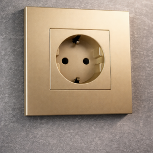 TECH WAVE utičnica i plastični okvir- zlatna (komplet)