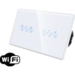 TECH WAVE touch dupli stakleni panel roletna+roletna- bijela (komplet- baza i panel)