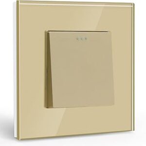 TECH WAVE jednopolni prekidač i stakleni okvir- zlatna (komplet)