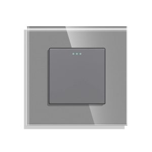 TECH WAVE mehanički prekidač jednopolni i stakleni okvir- siva (komplet)