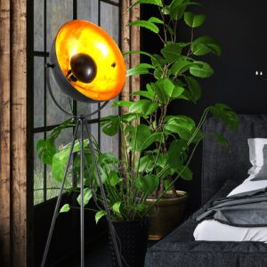 Podna lampa 1xE27- crna/zlatna