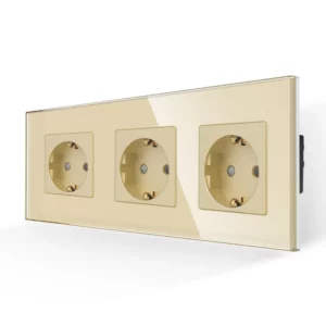 TECH WAVE utičnice sa trostrukim okvirom- zlatna (komplet)