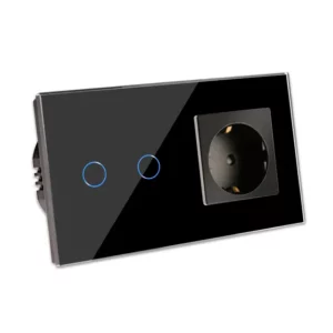 TECH WAVE serijski touch panel i utičnica- crna (komplet)