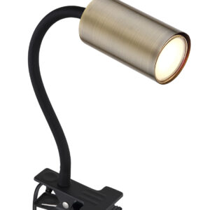 Stolna lampa na štipaljku 1xGU10 GB- crna/mesing