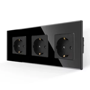 TECH WAVE utičnice sa trostrukim okvirom- crna (komplet)