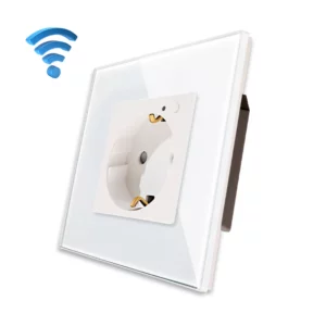 TECH WAVE Wi-Fi utičnica sa ON/OFF indikatorom i stakleni okvir- bijela (komplet)