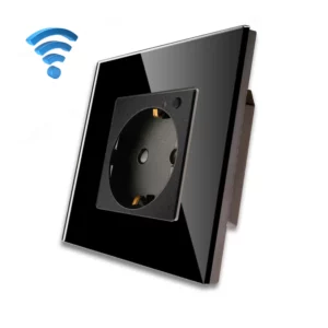TECH WAVE Wi-Fi utičnica sa ON/OFF indikatorom i stakleni okvir- crna (komplet)