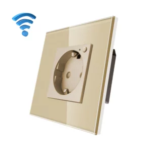 TECH WAVE Wi-Fi utičnica sa ON/OFF indikatorom i stakleni okvir- zlatna (komplet)