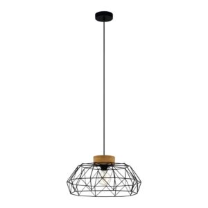 Visilica metal/drvo Eglo 1xE27- crna
